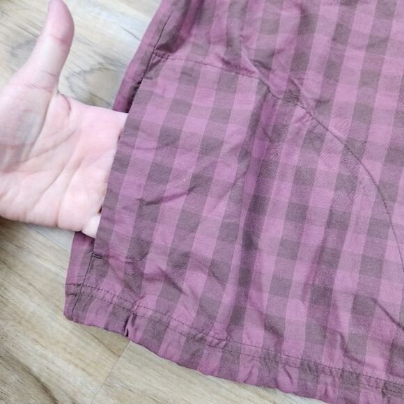 🔸️Prana Maroon Pollino Checker Buttoned Hooded Long Sleeve Top Large - Picture 10 of 12